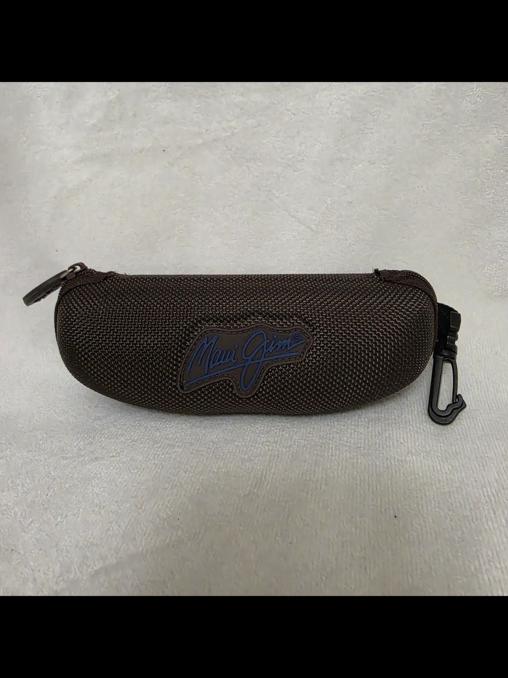 Maui Jim Brown Eyeglass Case with Zipper and Carabiner Clip